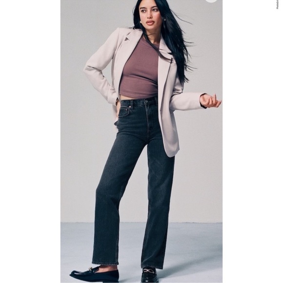 Abercrombie & fitch the 90s straight ultra high rise black jeans size 4 long - Picture 8 of 8